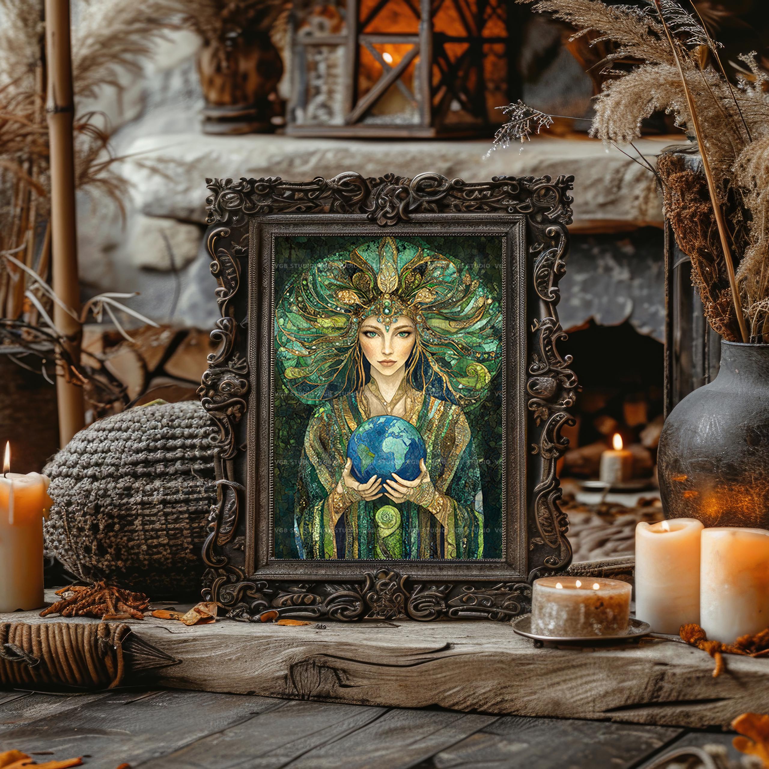 Gaia Greek Earth Goddess Art Print Mother Earth Deity Wall Decor Gaea ...