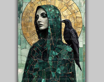 The Morrigan Goddess of War Fate and Prophecy Celtic Raven Goddess Dark Fantasy Wall Art Print Gothic Pagan Spiritual Irish Mythology AK44