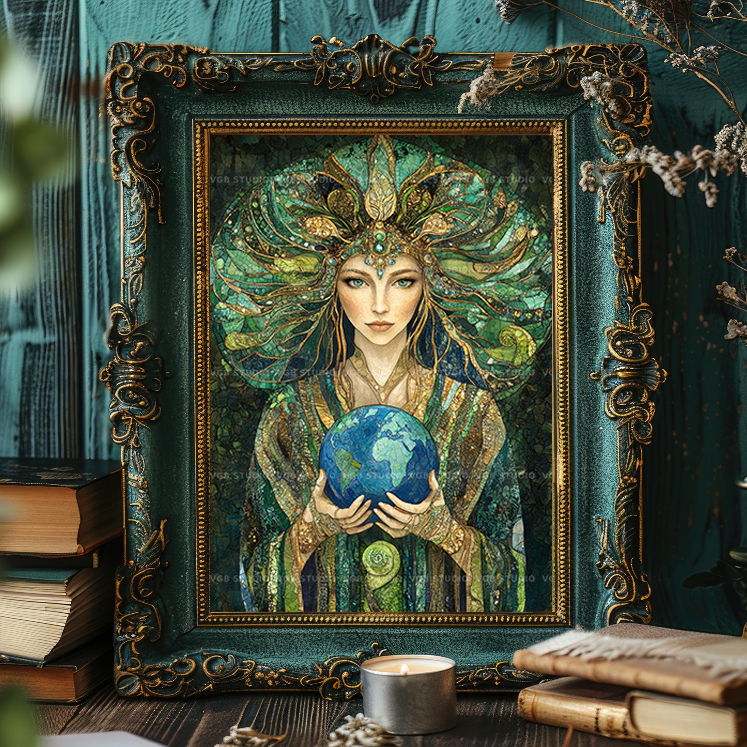 Gaia Greek Earth Goddess Art Print Mother Earth Deity Wall Decor Gaea ...