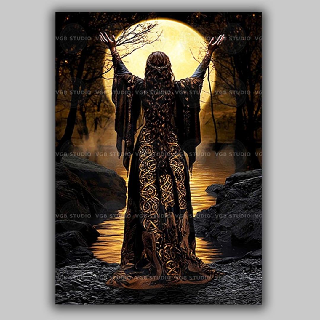 Morgan Le Fay Art Print Moon Priestess Wall Decor Celtic Witch Goddess morgan-le-fay-art-print-moon-priestess-wall-decor-celtic-witch-goddess