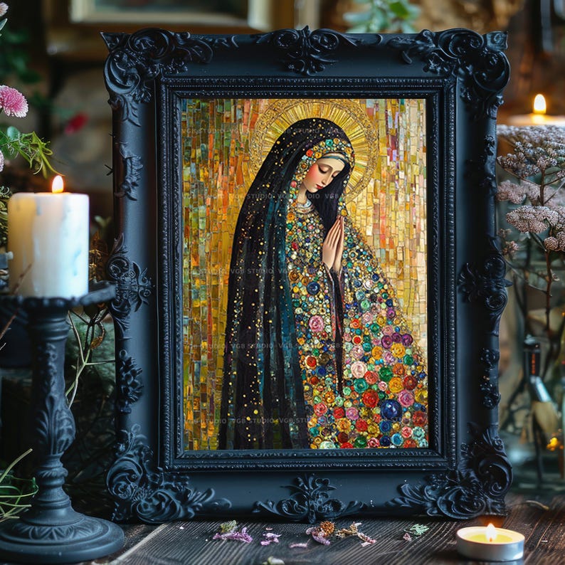 Lady of Guadalupe Art Print Mosaic Virgin Mary Religious Decor Mexican Icon Catholic Wall Colorful Spiritual Gift Madonna Sacred Home AJ50 image 6