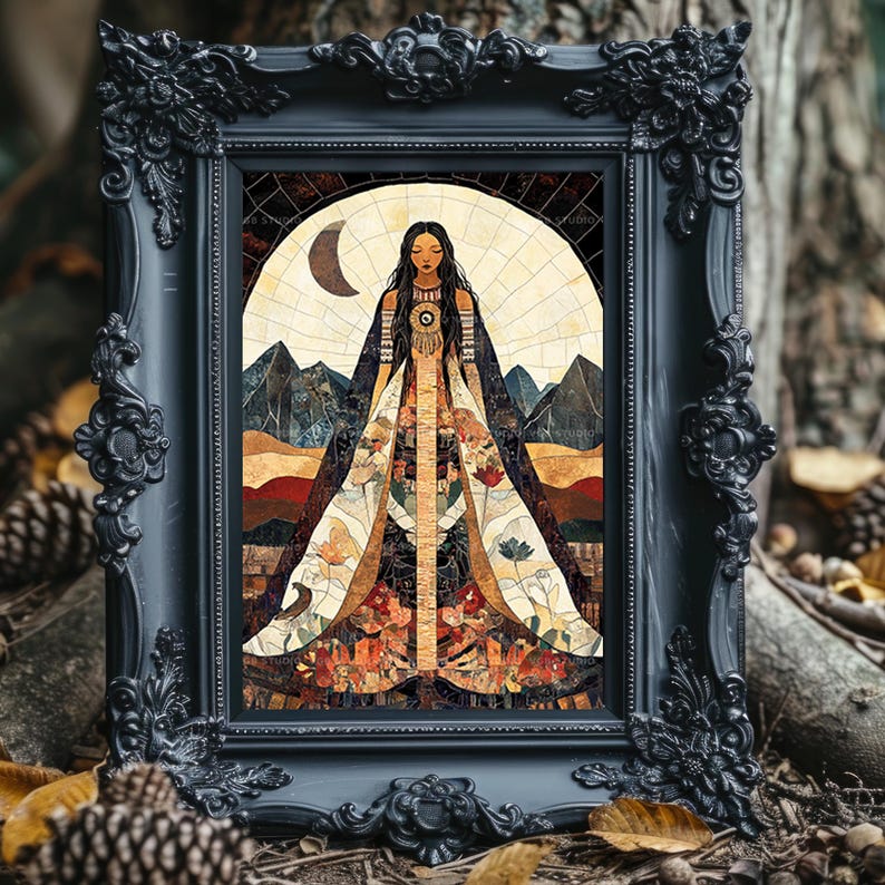 Changing Woman Navajo Goddess Wall Art Print Indigenous Mythology Sacred Feminine Nature Symbolism Native Spirit Earth Renewal Artwork AJ29 image 6