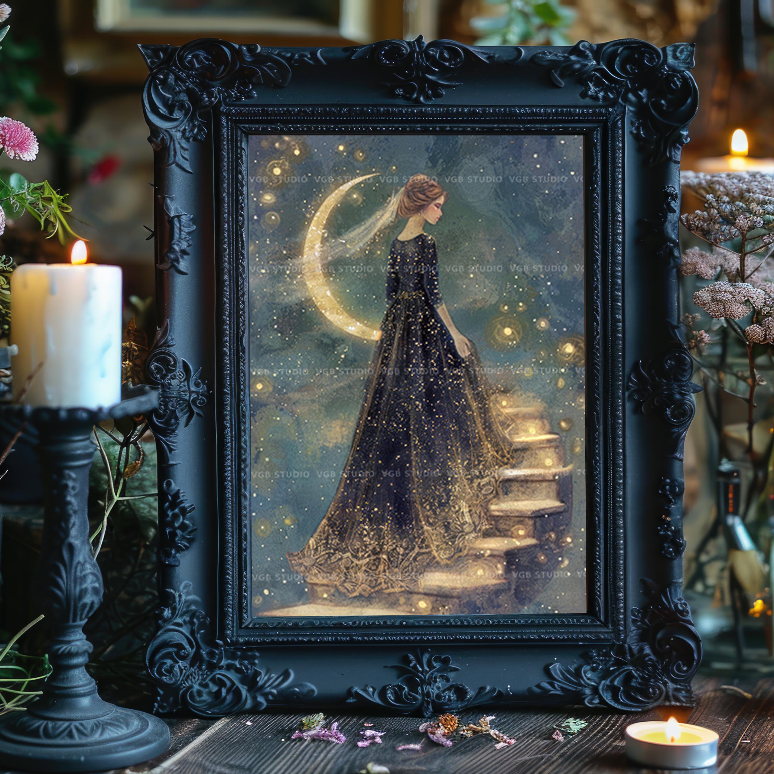 Selene Moon Goddess Art Print Greek Myth Wall Decor Lunar Priestess ...