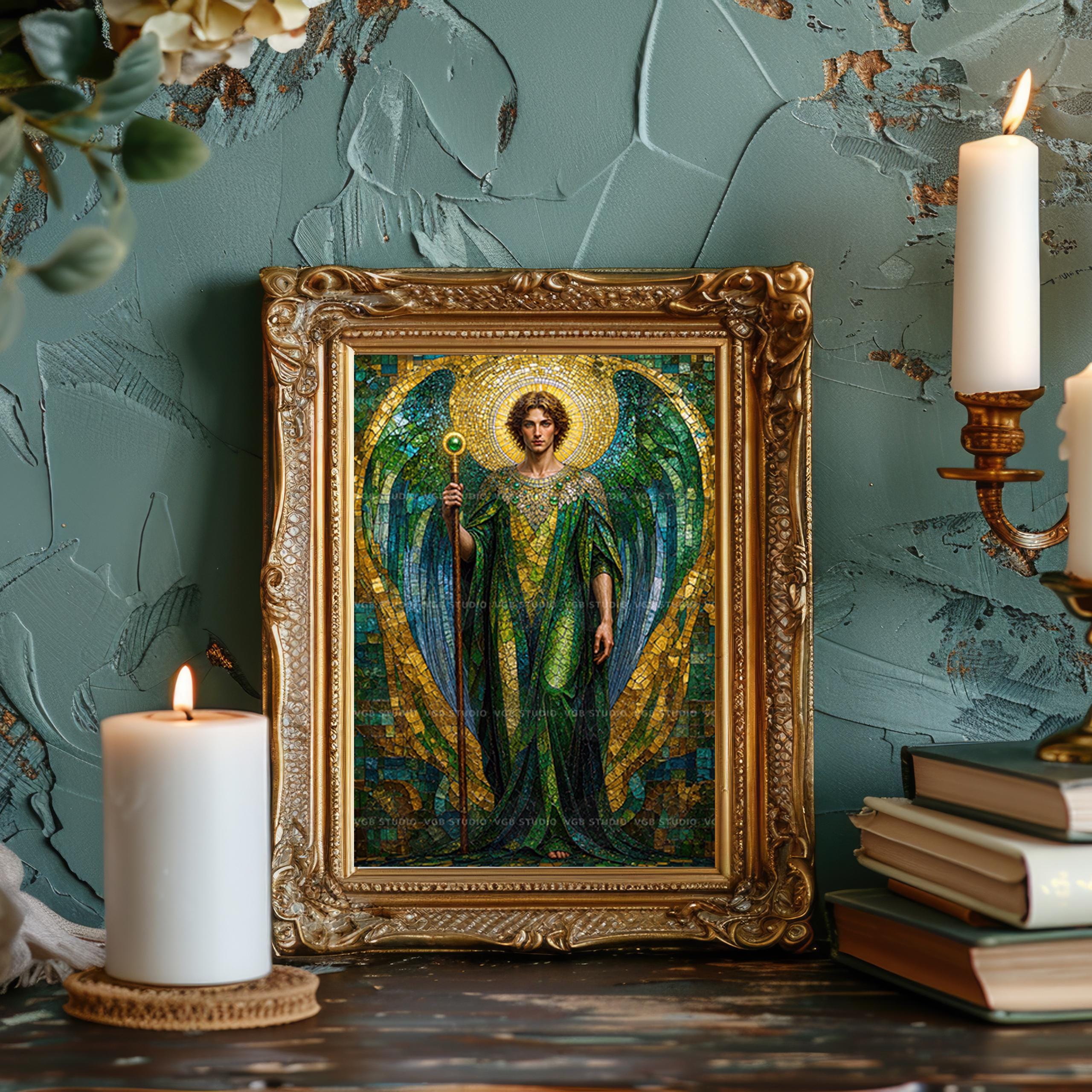 Archangel Raphael Wall Art Print, Angel of Healing and Safe Travel ...