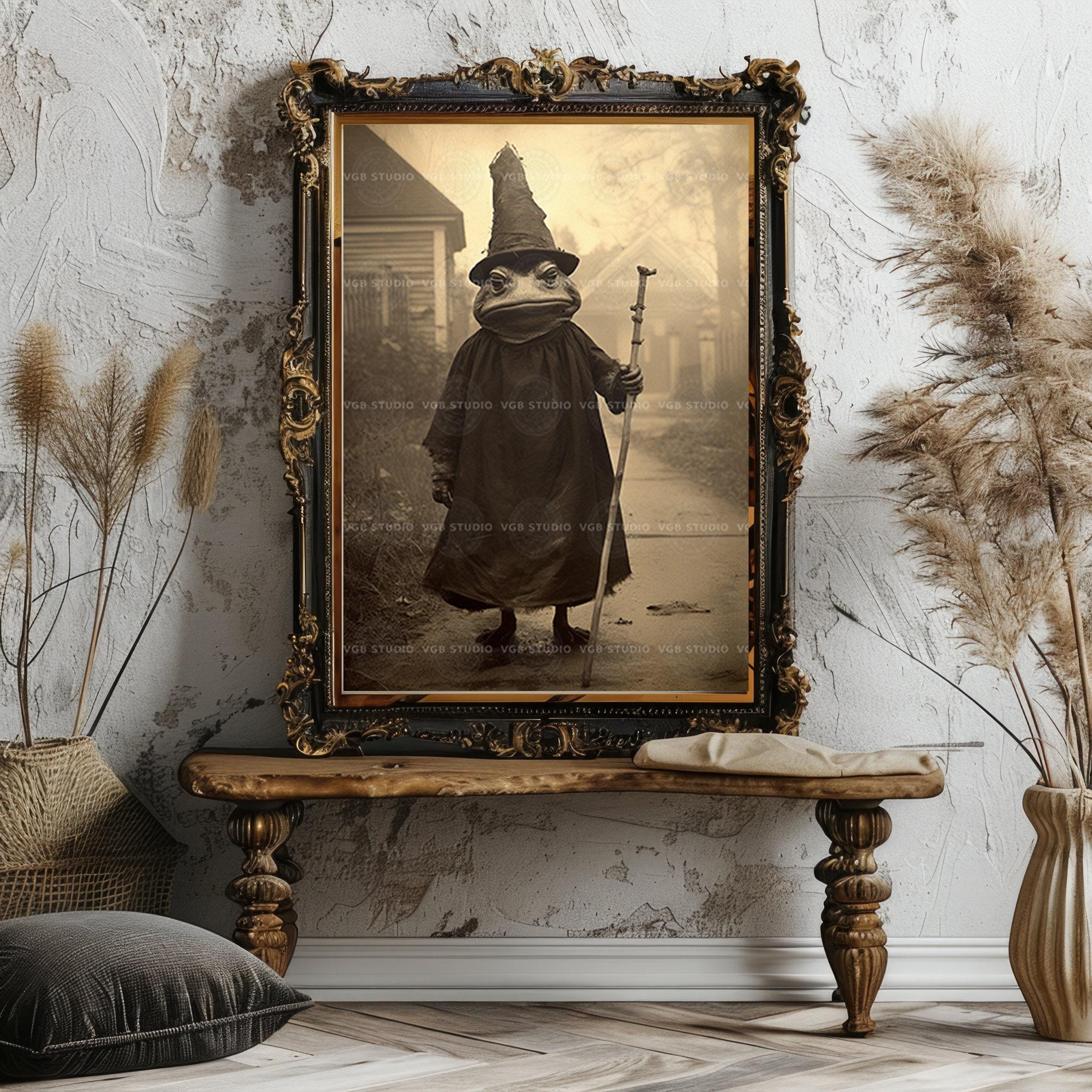 Frog Witch Wall Art Print, Gothic Toad Portrait, Victorian