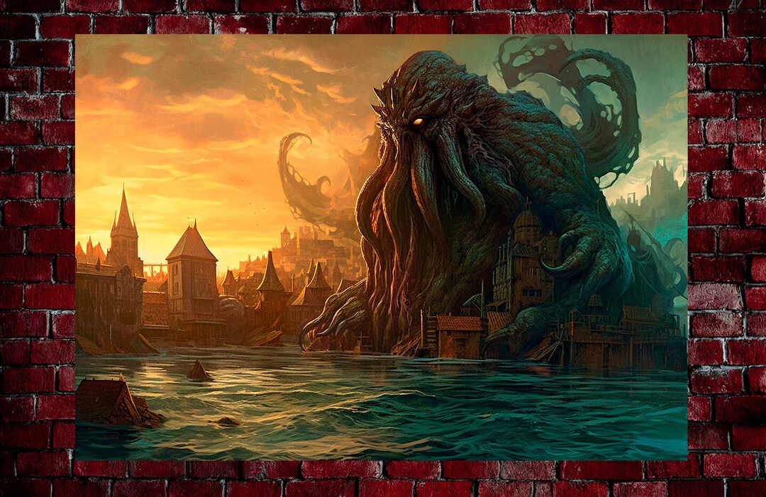 Lovecraft Poster Cthulhu Art Horror Print Dark Art Innsmouth Print Dunwich Poster Gift for