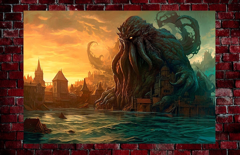 Lovecraft Poster Cthulhu Art Horror Print Dark Art Innsmouth Print Dunwich Poster Gift For Horror Fans Lovecraft Mythos Gift Poster A51 image 1