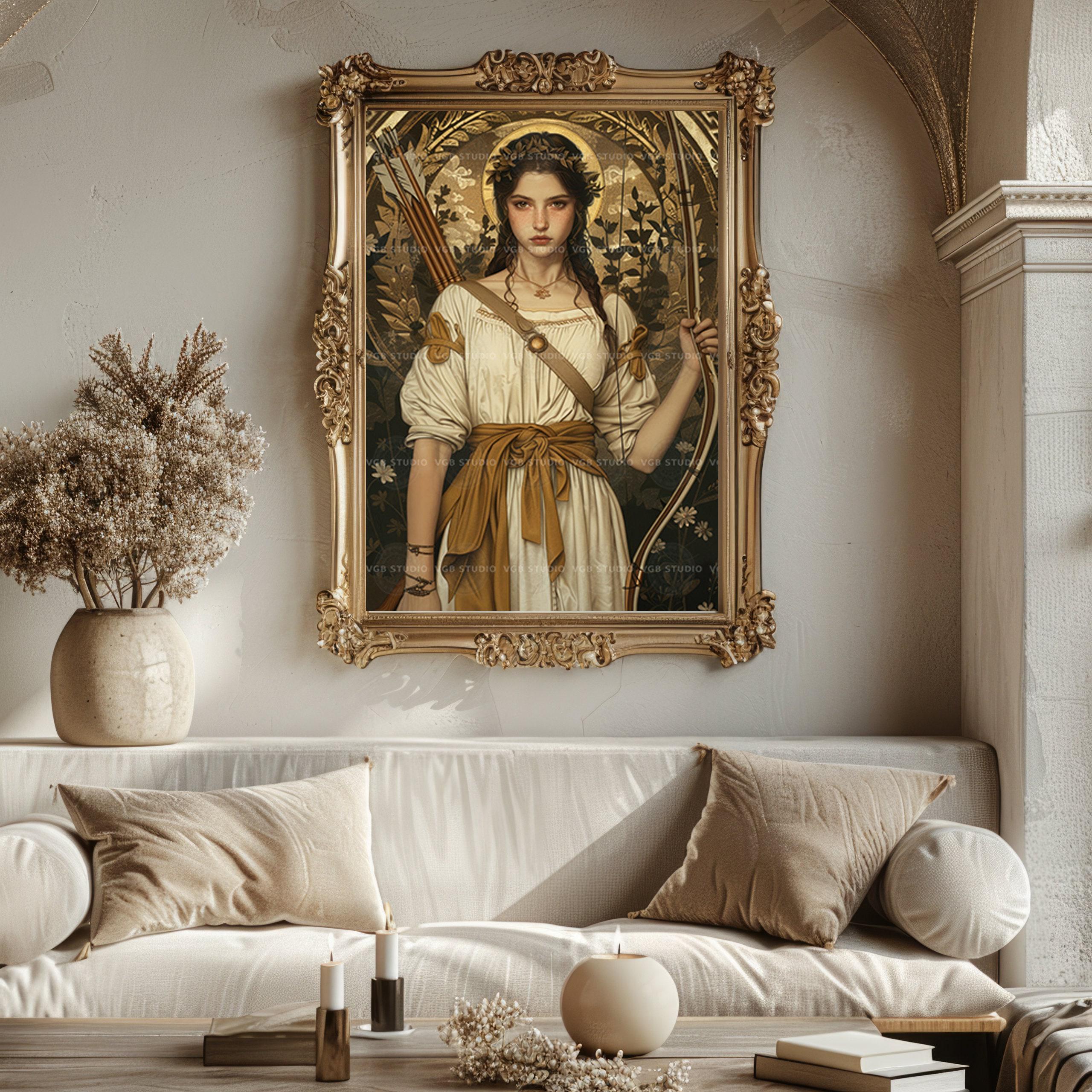 Artemis Greek Goddess Canvas Wall Art - Vintage Mythology Divine Feminine Print