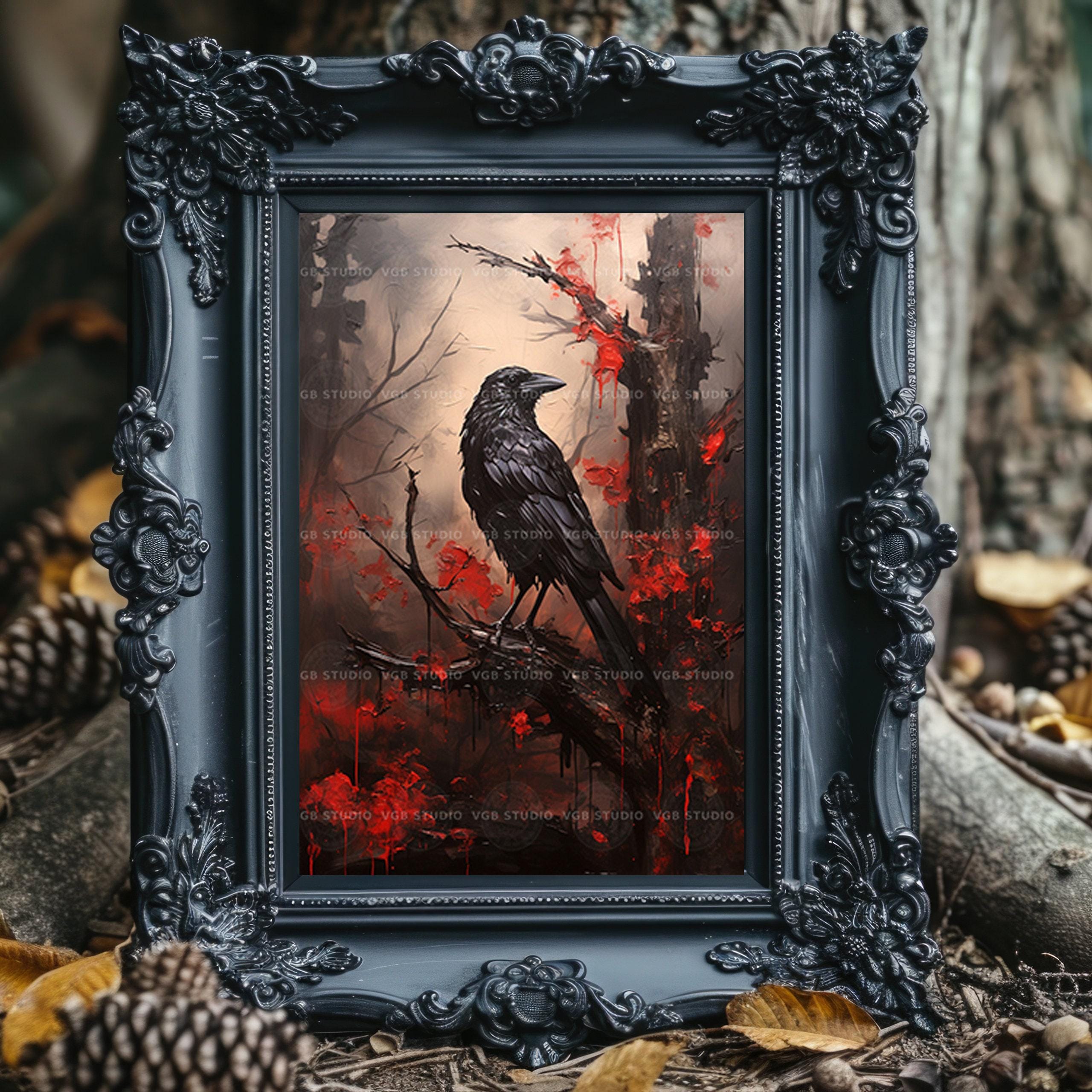 Wandtattoo Rabe Mit Schwert – Gothic-Stil, 75x84 Cm, Abnehmbare Vinyl-Folie – Für Wohnzimmer, Büro Oder Deko