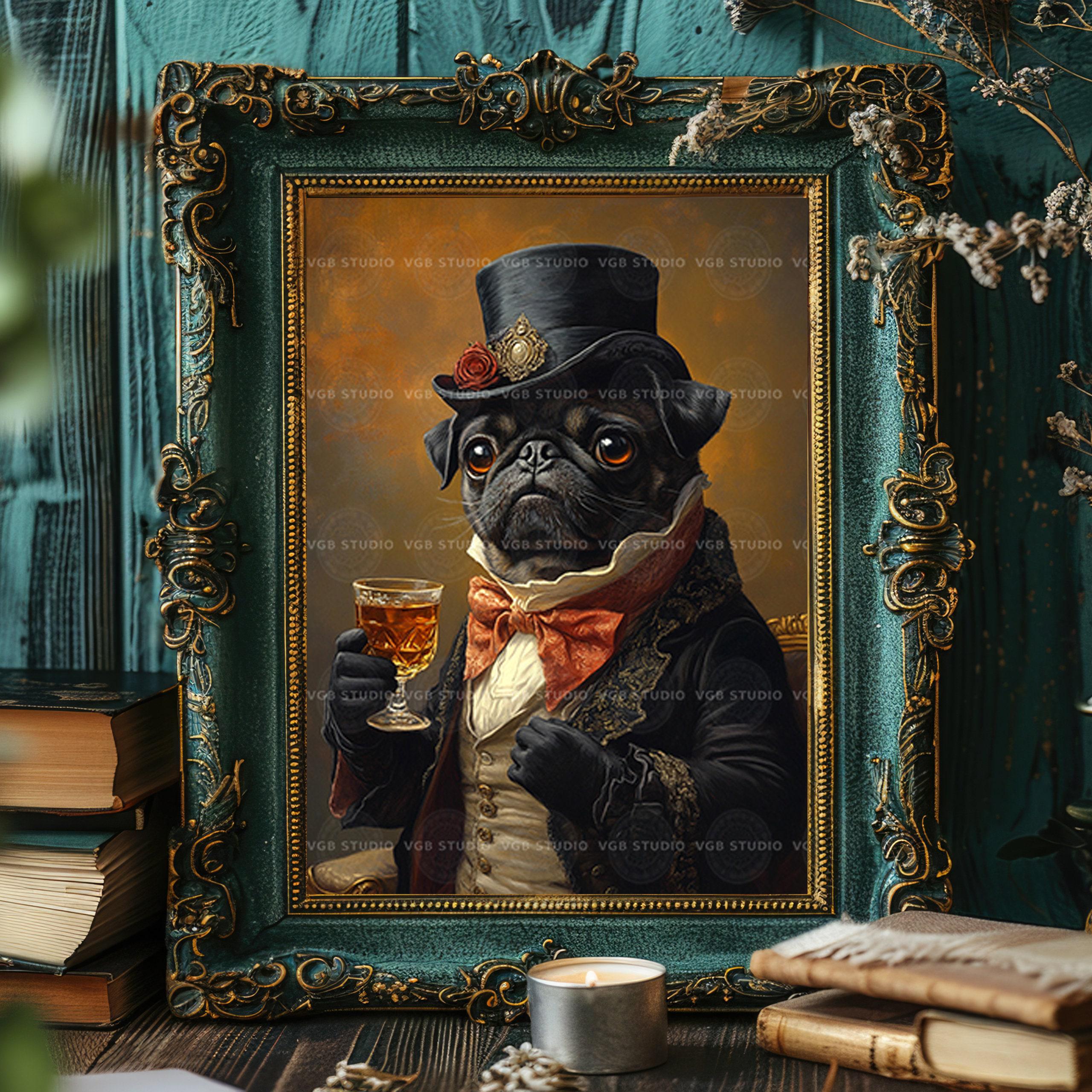 8x10 Black Pug Dog Pop Art Print - Original Acrylic Painting Reproduction By VERN