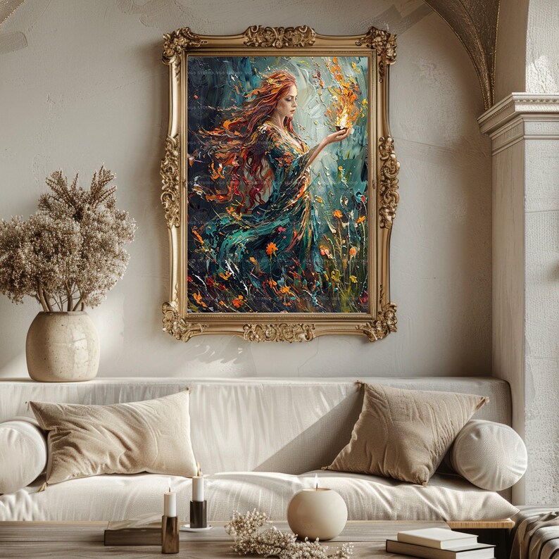 Brigid Celtic Pagan Goddess of Healing Print, Poetry Wisdom Deity Fine Art Giclee, Irish Baroque Painting, Esoteric Ancient Myth Art M50 image 8