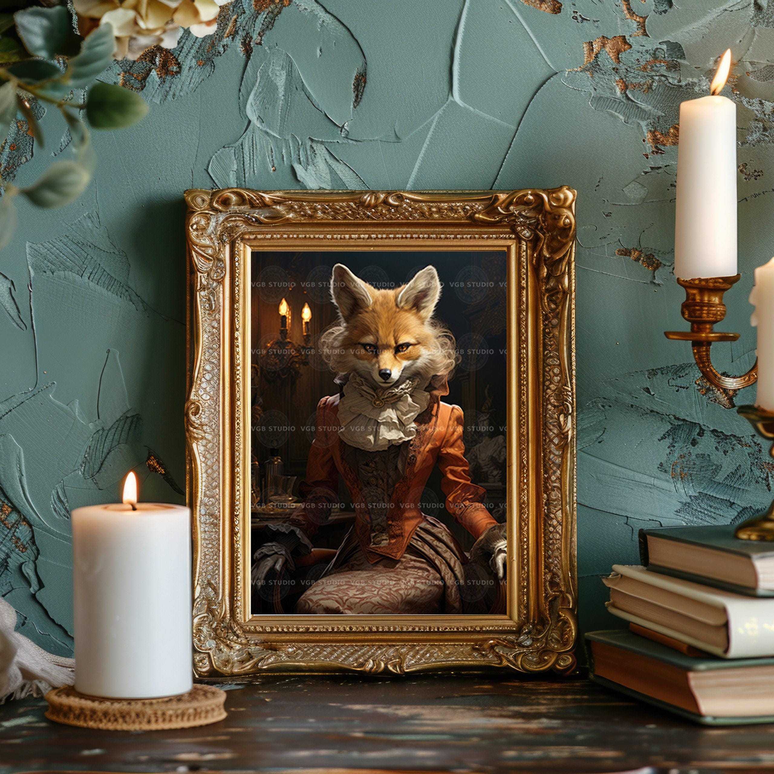 Victorian Fox Art Print Whimsical Animal Portrait Wall Decor
