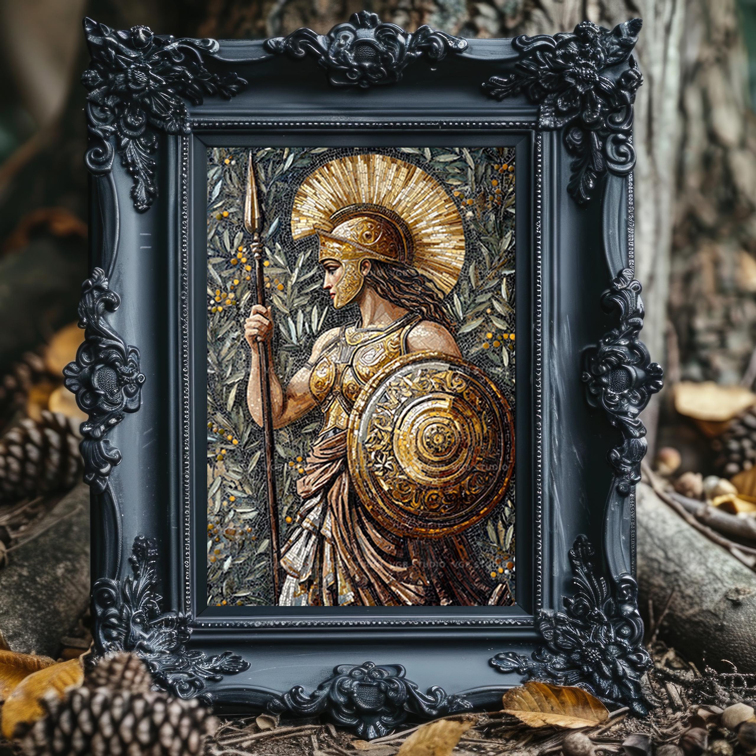 Athena Greek Goddess Wall Art Print, Minerva Wisdom Warrior