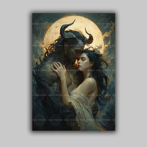 Monster Romance Wall Art Print, Gothic Bedroom Decor, Occult Aesthetic, Mythical Creature, Dark Feminine Energy, Supernatural Posters K35 image 1