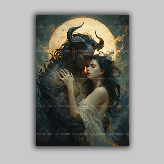 Monster Romance Wall Art Print, Gothic Bedroom Decor, Occult Aesthetic, Mythical Creature, Dark Feminine Energy, Supernatural Posters K35