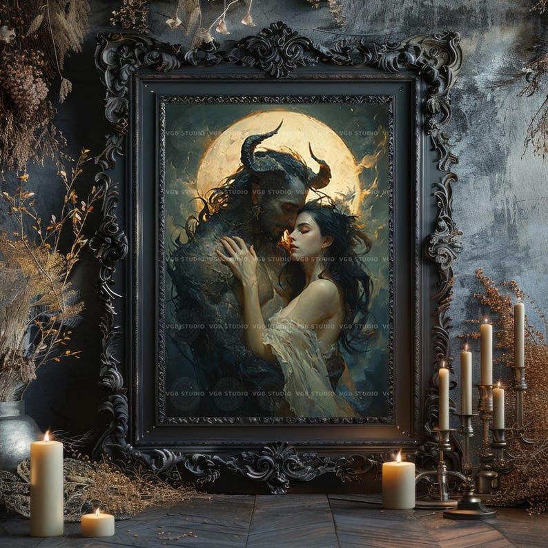 Monster Romance Wall Art Print, Gothic Bedroom Decor, Occult Aesthetic, Mythical Creature, Dark Feminine Energy, Supernatural Posters K35 image 7