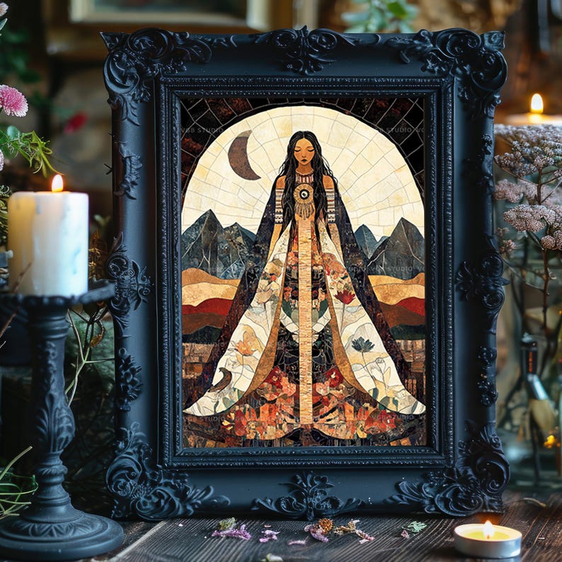 Changing Woman Navajo Goddess Wall Art Print Indigenous Mythology Sacred Feminine Nature Symbolism Native Spirit Earth Renewal Artwork AJ29 image 2