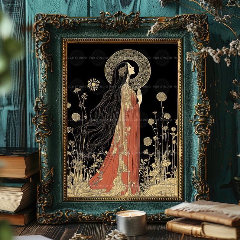 Mary Magdalene Art Print Christian Saint Feminine Spirituality Mystic Woman Halo Religious Artwork Faith Wall Decor Sacred Feminine AJ87 image 4