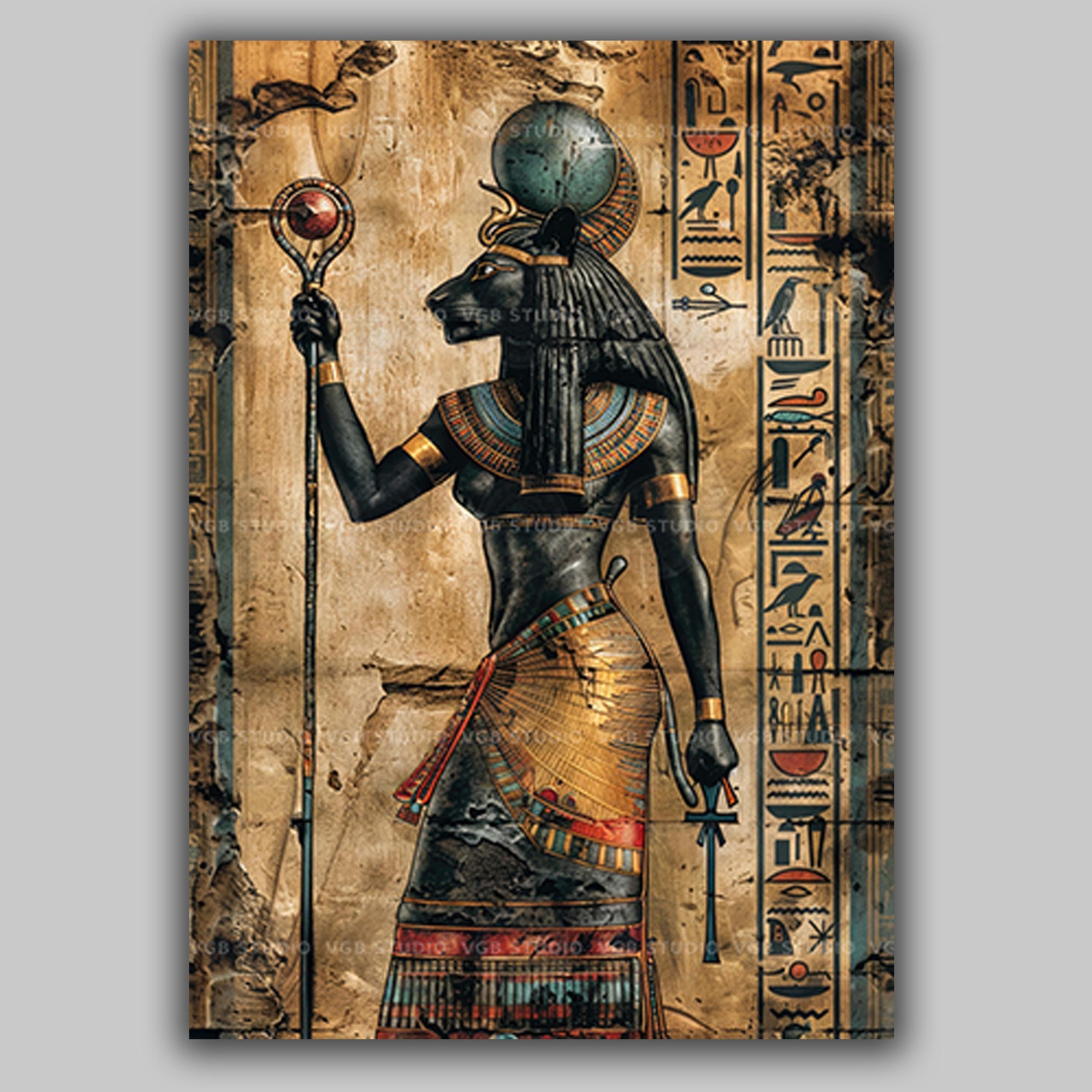 Sekhmet Art Print Egyptian Lioness Goddess Ancient Egypt Wall Decor ...