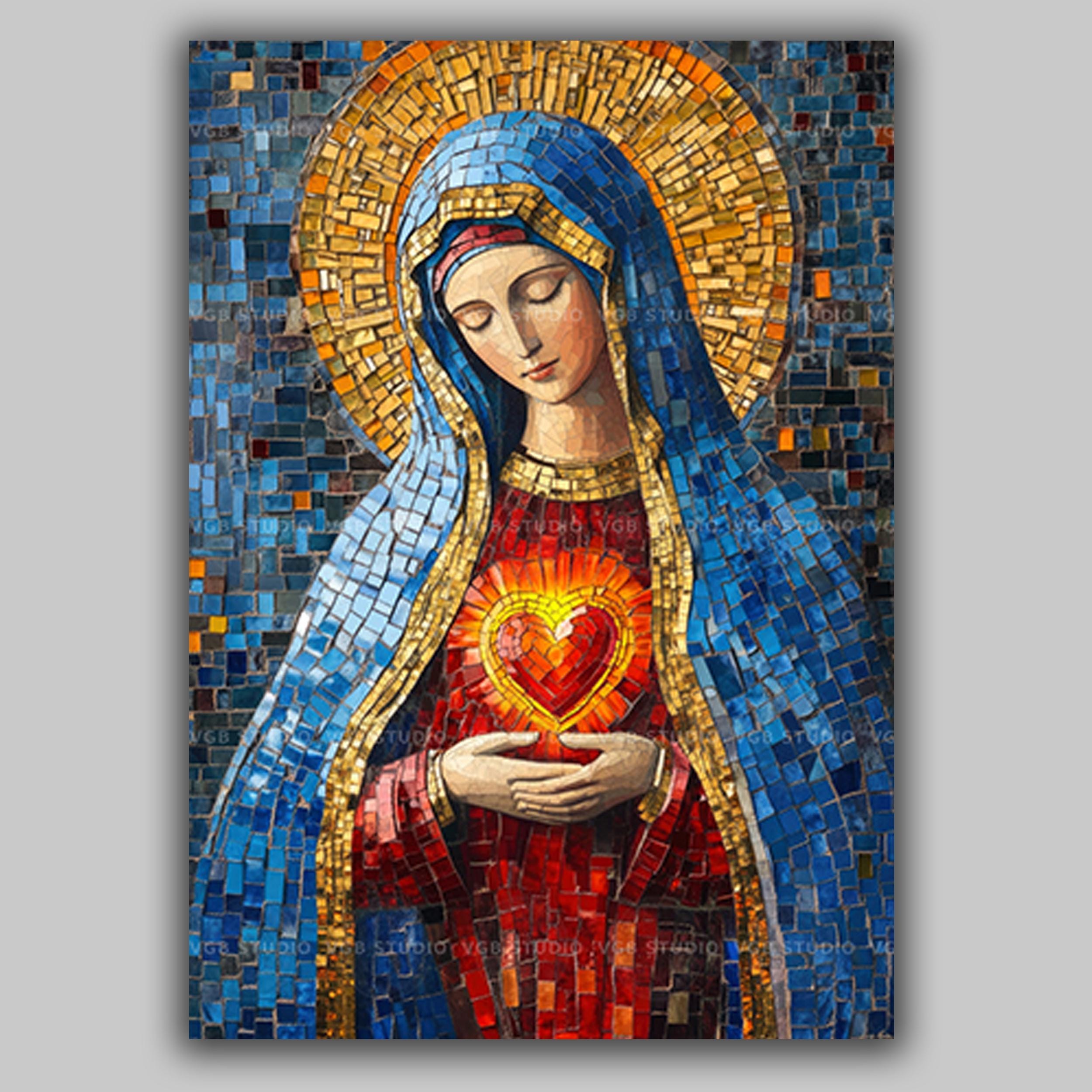 Immaculate Heart of Mary Wall Art Print Catholic Sacred Heart