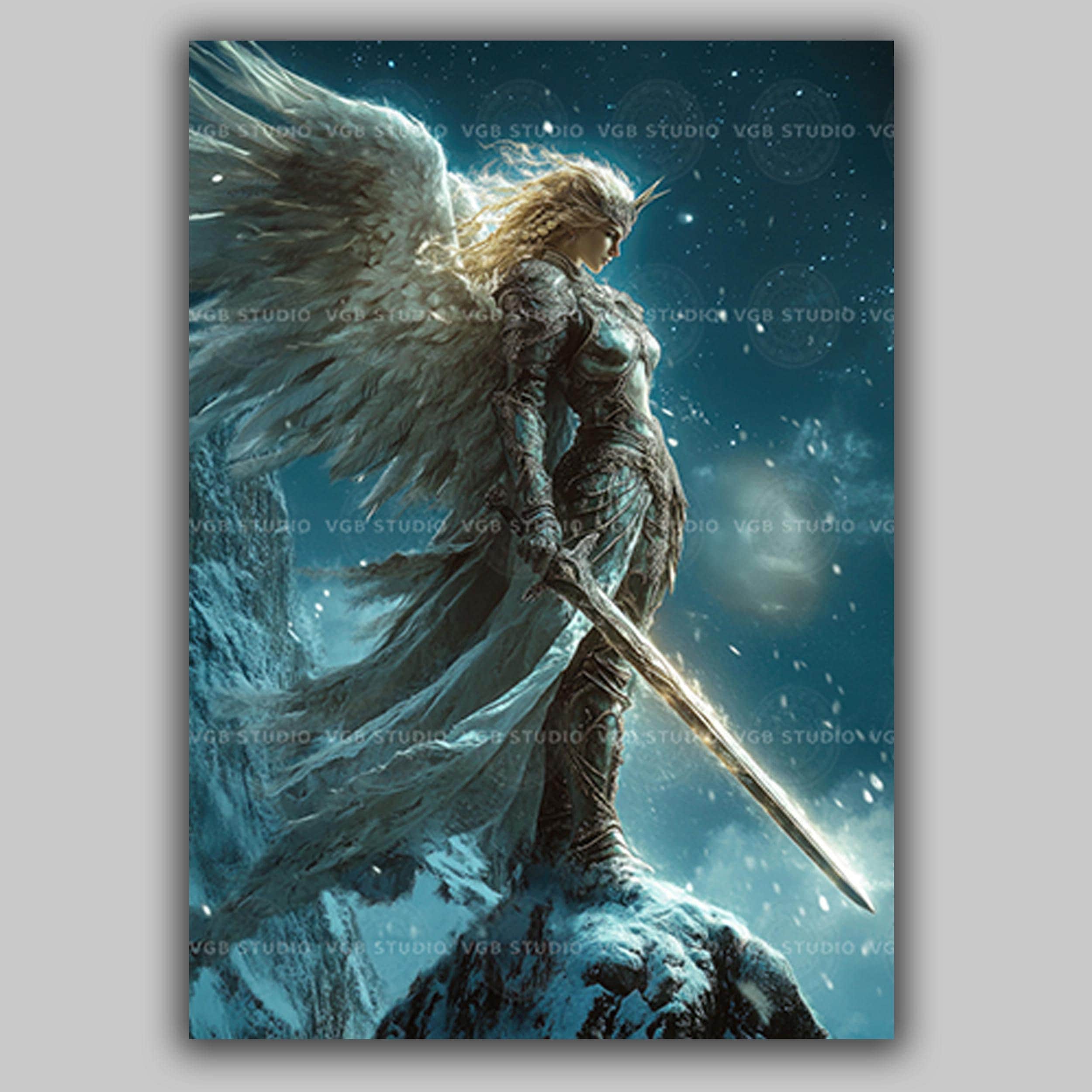 Valkyrie Wall Art Print, Angel Wings, Viking Gifts, Norse