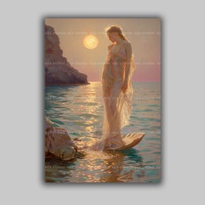 Griekse godin van Aphrodite van liefde en schoonheid, geboorte van Venus Mythe Fine Art Giclee, barokke schilderkunst, artwork, hemelse esoterische kunst P02
