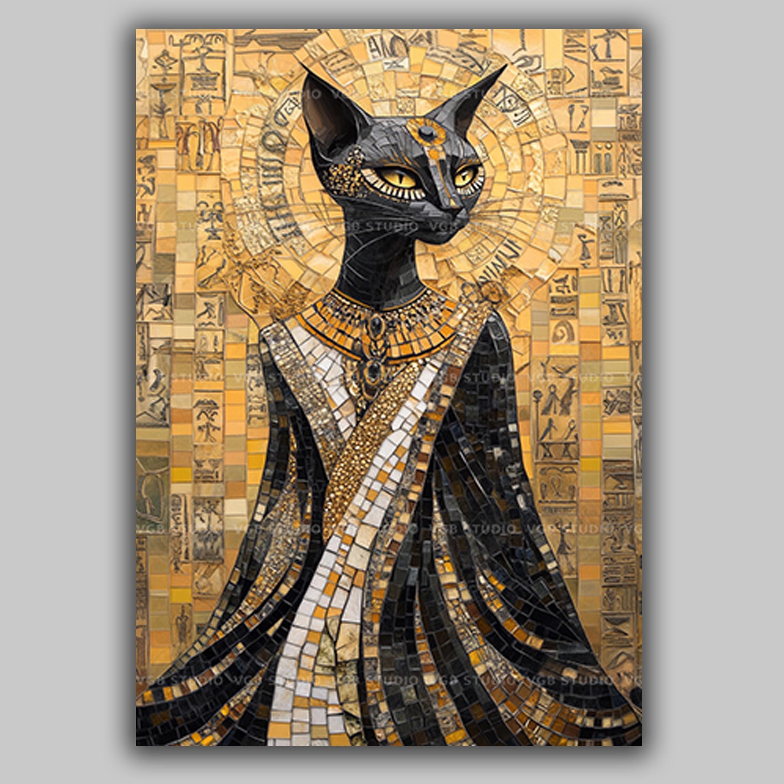 Bastet Art Print | Egyptian Cat Goddess Mosaic | Ancient Egypt