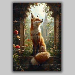 Fox Art Print Cottagecore Woodland Animal Rustic Garden Decor Whimsical Fox Illustration Vintage Nature Wall Art Floral Home Gift 03