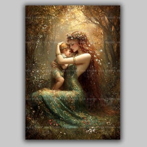 Modron Celtic Goddess Art Print Mother Deity Matrona Wall Decor Mythology Pagan Divine Feminine Woodland Magic Mabon Autumn Equinox AB64