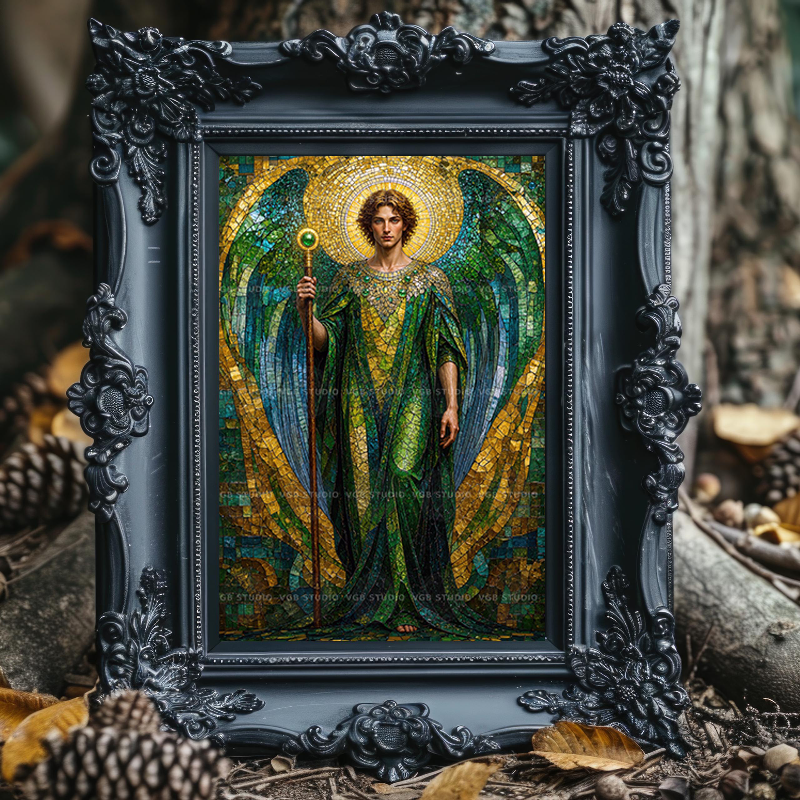 Archangel Raphael Wall Art Print, Angel of Healing and Safe Travel ...