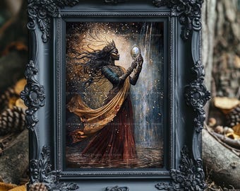 Oshun Yoruba Orisha Wall Art Print, African River Goddess, Golden