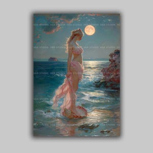 Aphrodite Greek Goddess of Beauty and Love, Birth of Venus Myth Fine Art Giclee, Baroque Painting,  Artwork, Celestial Esoteric Art Q24