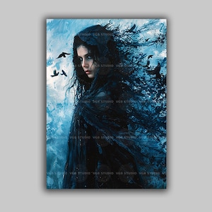 The Morrigan Art Print Keltische Göttin Irisch Raven Queen Crow Formwandler Mythologie Dark Fantasy Wanddekoration Macha Badb Nemain Pagan L68