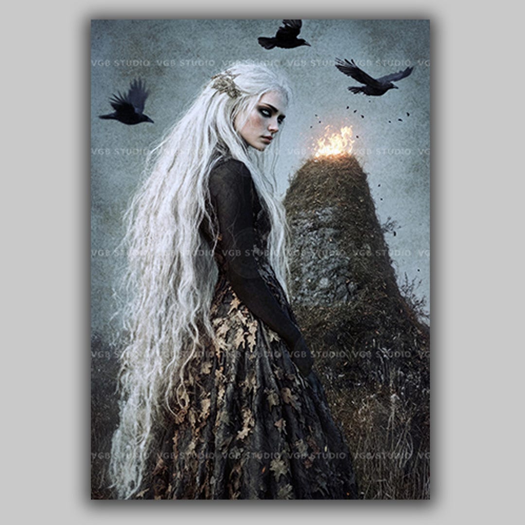 Mongfind Celtic Goddess of Samhain and the Dead, Dark Witch Queen With ...