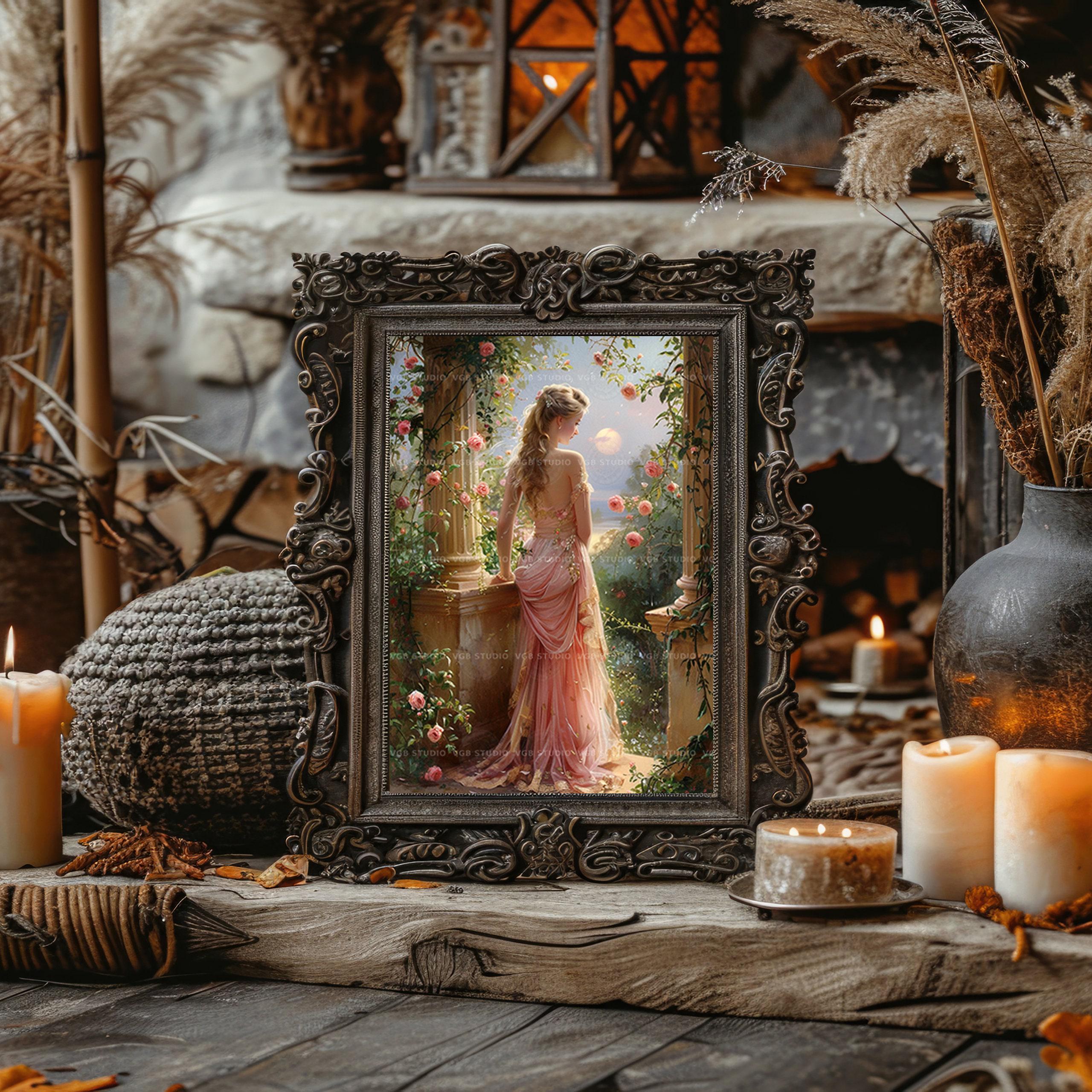 Aphrodite Venus Art Print, Greek Goddess in a Pink Gown, Rose