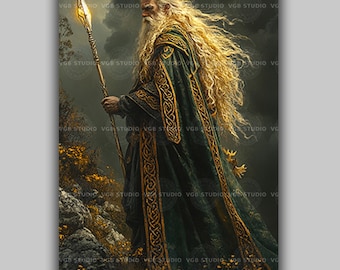 Lugh Celtic God Warrior of Sun and Light With Magic Spear Fine Art Print, Mythological Decor for Lovers of Celtic Heritage and Epic Lore y95