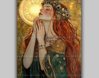 Aine Irish Sun Goddess Of Summer And Sovereignty Celtic Mythology Wall Art Print, Fairy Queen Of Knockainey Pagan Goddess Decor AL16