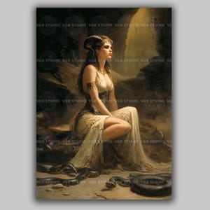 Lilith with Snakes Dark Feminine Art Print, Occult Goddess Wall Decor,Serpent Cave Priestess Poster, Gothic Witchy Divine Feminine Gift AF41