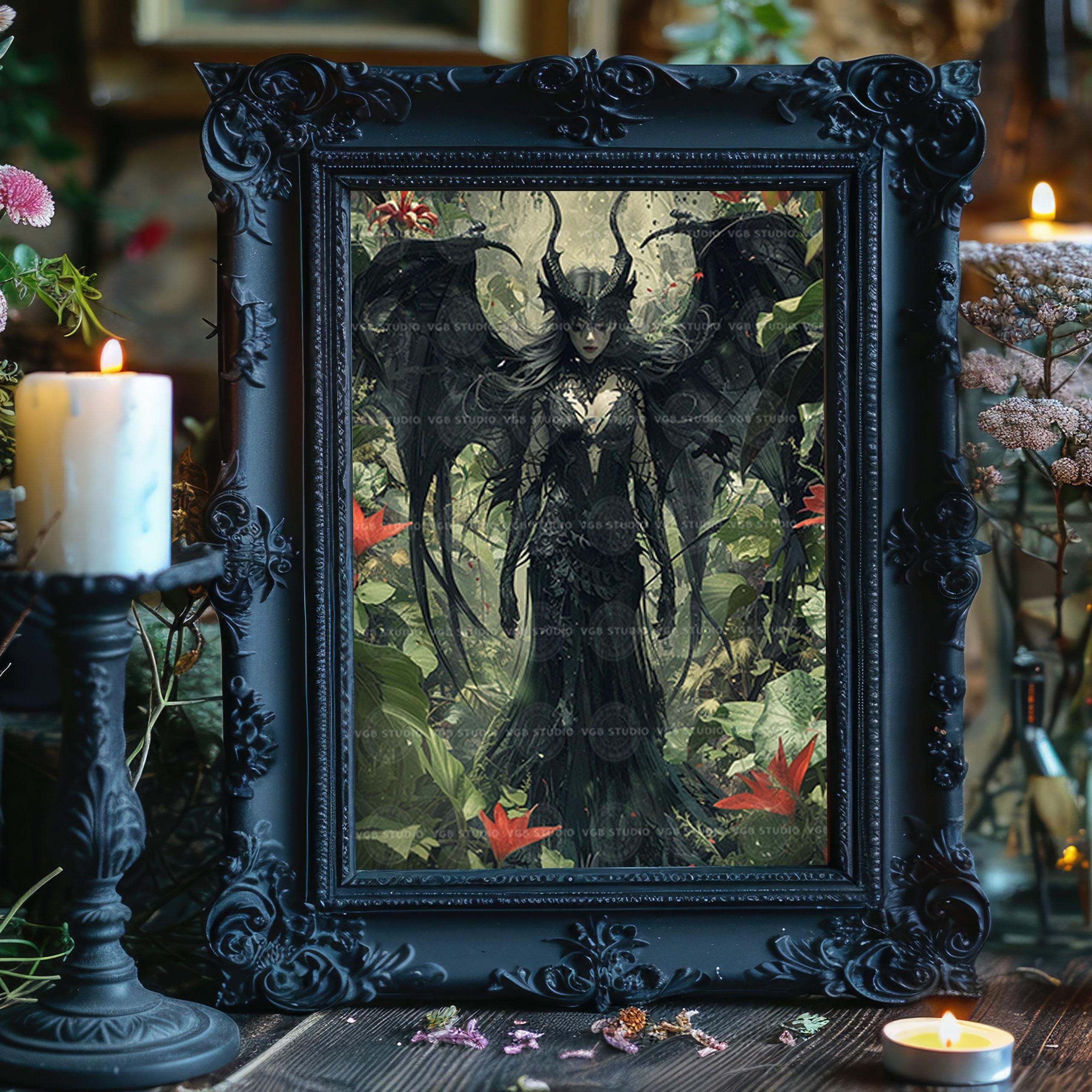 Lilith Dark Botanical Wall Art, Gothic Occult Home Decor