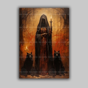 Hecate Goddess of Witchcraft Art Print Dark Goddess Wall Art Pagan Altar Decor Mythology Artwork Mystical Occult Witch Painting K06