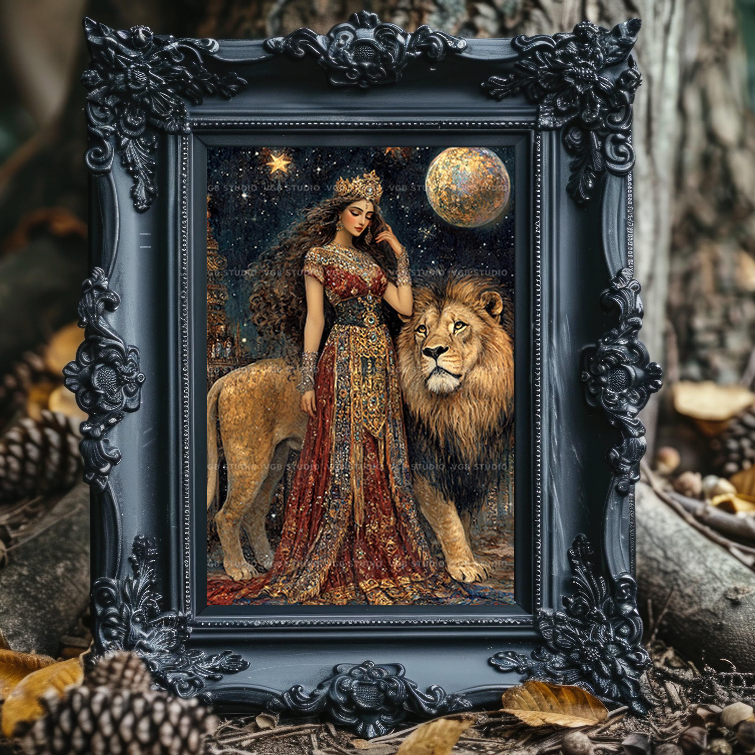 イシュタル女神ライオンアートプリント、メソポタミアの天上の女王