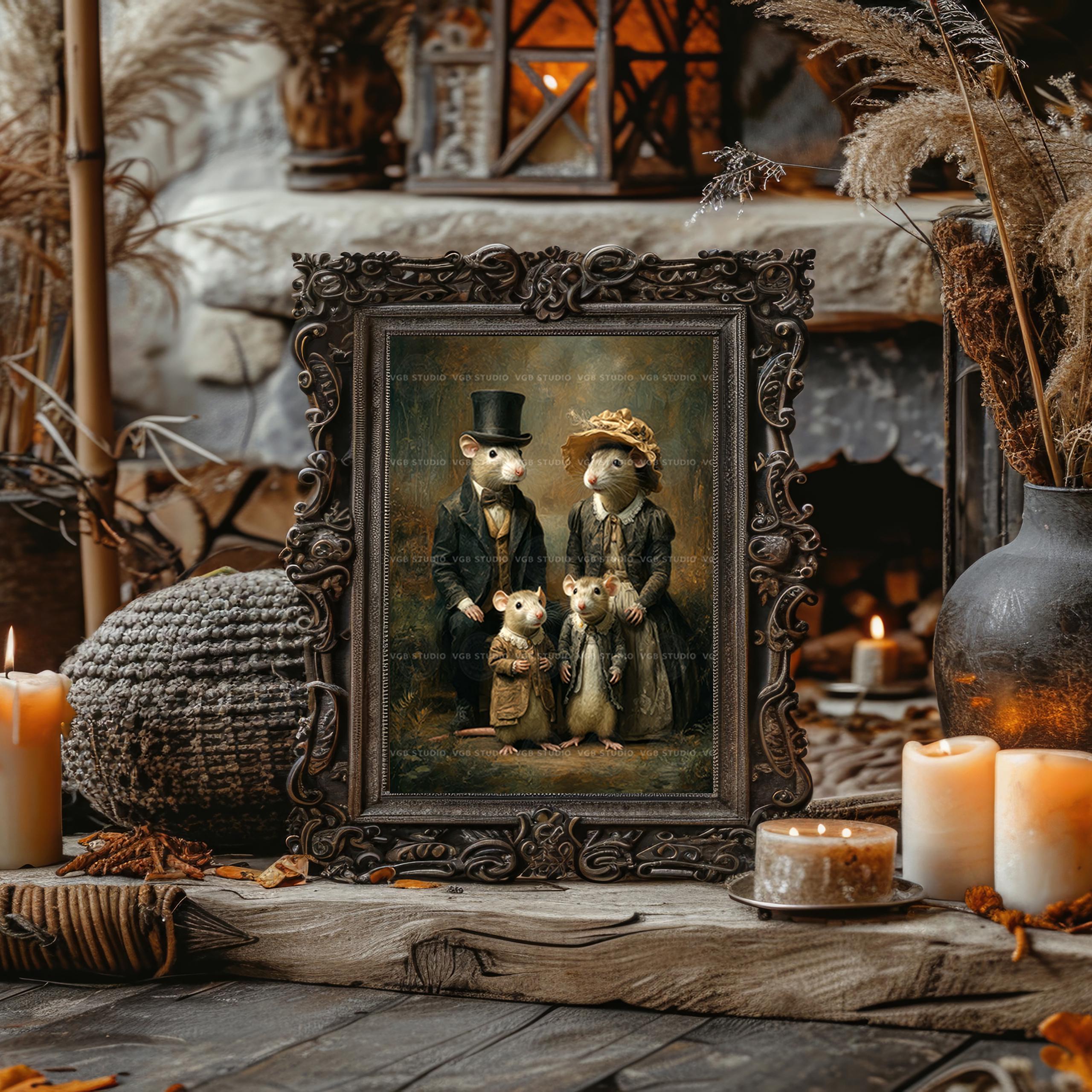 Victorian Rats Victorian Rat Family Art Print Whimsical Animal Portrait Vintage Rodent ...