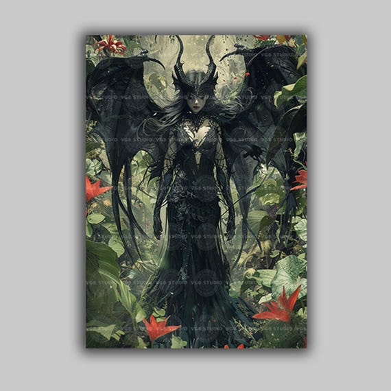 Lilith Dark Botanical Wall Art, Gothic Occult Home Decor