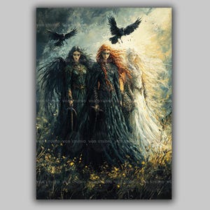 The Morrigan Art Print Celtic Triple Goddess Irish Myth Raven Warrior Women Dark Fantasy Pagan Decor Feminine Power Witch Wall Gift AC61