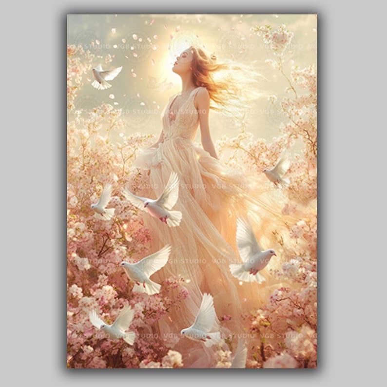 Aphrodite Art Print Greek Goddess of Love Beauty Spring Blossoms ...