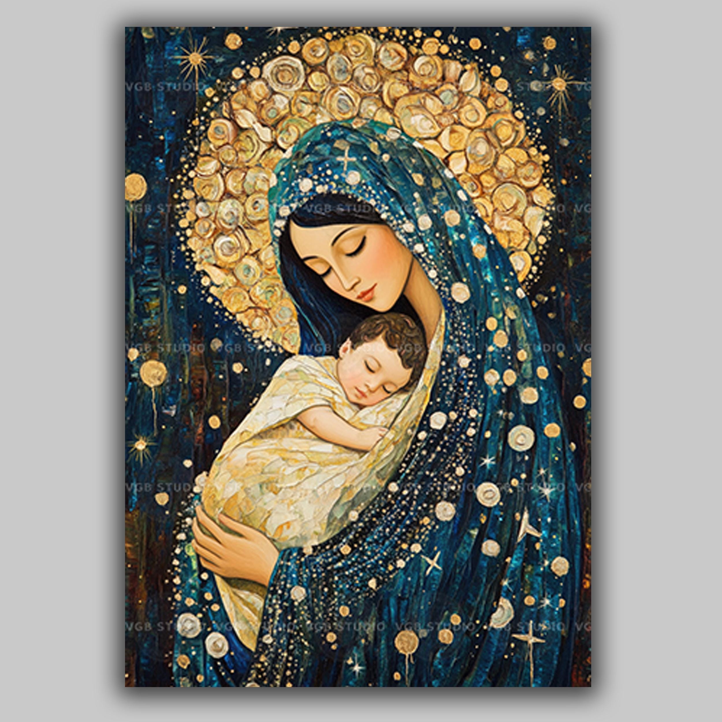 Virgin Mary and Baby Jesus Wall Art Print Sacred Motherhood Christian ...
