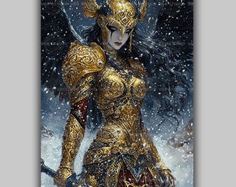 Morrigan Dark Celtic War Goddess Raven Queen Wall Art Print Irish Mythology Decor Badb Macha Nemain Gothic Fantasy Female Warrior AL24