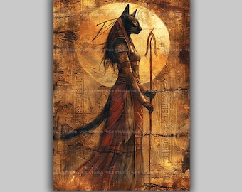 バステト女神の木製絵画 手作り 古代エジプト神話 - Etsy 日本