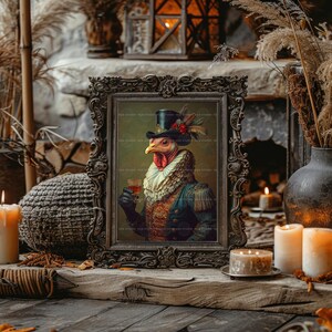 Muurdecoratie met kalkoenmotief, Victoriaans dier, cadeau voor vogelliefhebbers, speels schilderij, sprookjesillustratie, gentleman, eigenzinnige woondecoratie t23 afbeelding 5