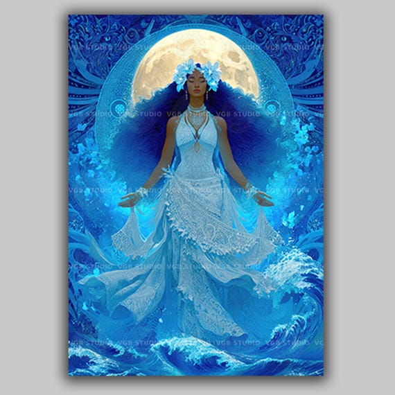 Hina Polynesian Moon Goddess of Ocean Night Sky Mythology Wall Art